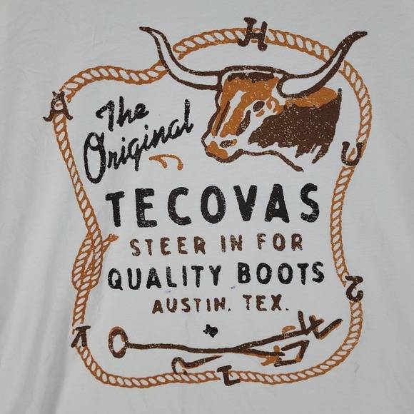 Tecovas T-Shirt Men's Size L Large Tan Quality Boots Austin Tex 100% Pima Cotton - Picture 2 of 13
